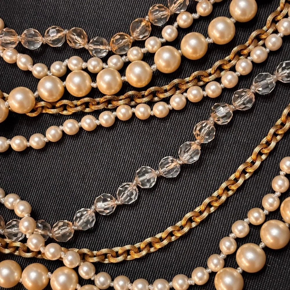 Elegant Multi-Strand Pearl and Gold Necklace - Picture 9 of 13